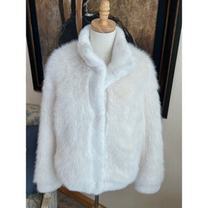 NWT ADRIENNE LANDAU White Faux Fur Jacket XL